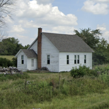 White schoolhouse; front view