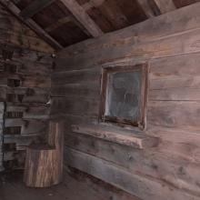Interior of the wooden schoolhouse